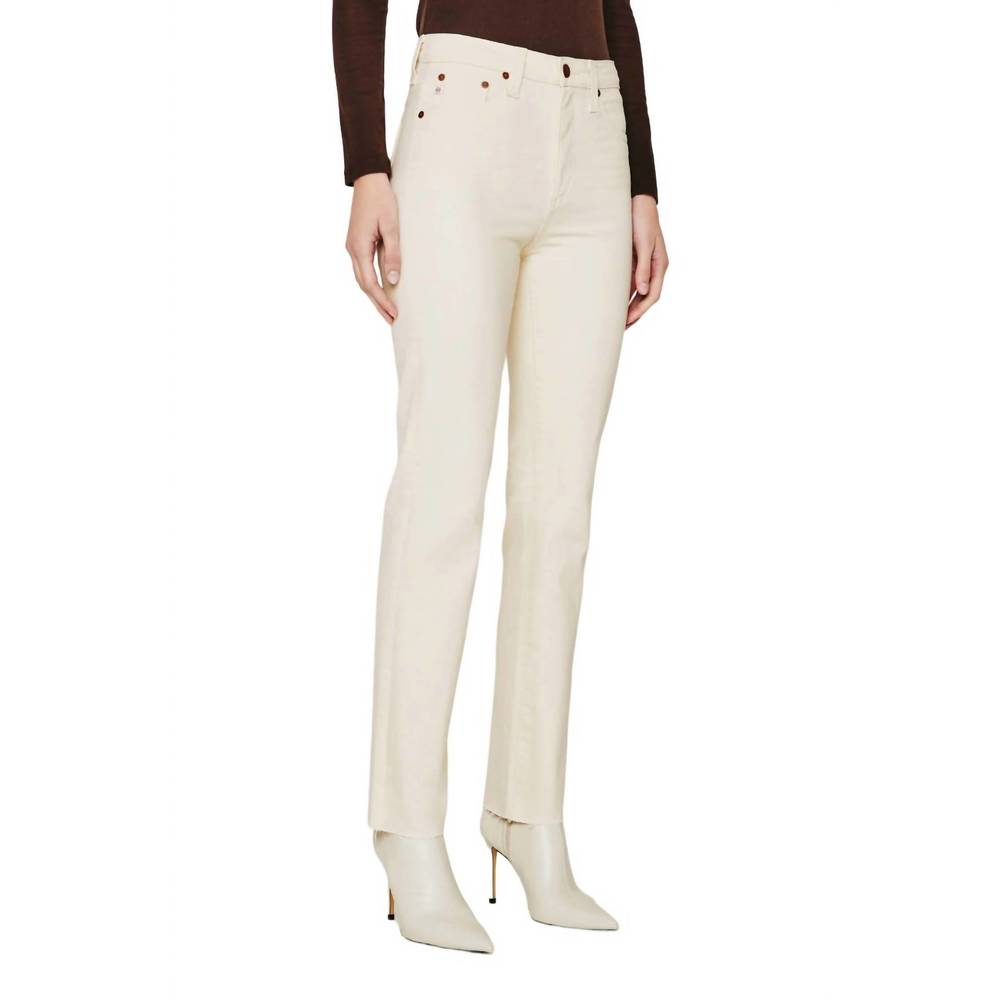 AG Adriano Goldschmied Women's Cream Straight Leg Jeans